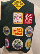 Vintage 1970s Girl Scout Junior Vest Inland Empire Council WA ID Loaded Patches picture