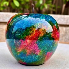 2.18LB  Rainbow crystal apples, rare and colorful Chinese art decorations picture