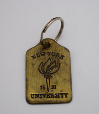 Vintage 1980's New York University NYU School Crest Keychain Fob picture