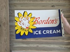 1950'S VINTAGE BORDEN'S ICE CREAM FLANGE PORCELAIN SIGN 10