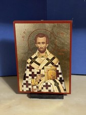 SAINT  TITUS THE APOSTLE -GREEK RUSSIAN WOODEN ICON FLAT, WITH GOLD LEAF 5x7 In picture