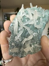 RARE DOUBLE Sided Calcite On Green Celedonite- Irai Brazil-All Terminated picture