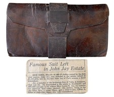 Antique 18/19th Century Political Jay Family Leather Wallet Folding Pocketbook picture