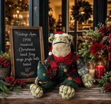 Vtg Avon 1996 Musical Singing Christmas Toad Frog Croaks Jingle Bells Tested picture
