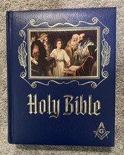 Masonic Freemason Large Holy Bible Blue Vintage Clean - Next Day Ship picture