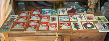 1940-50s Vintage Christmas Greeting Cards Lot Santa Nativity Wreath Bell Designs picture