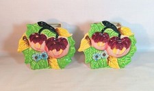 Vth 2 Ceramic Fruit Wall Pocket Planters Bright Colors Mid Century MCM Flower  picture
