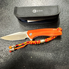 CIVIVI Backlash Orange G10 Pocketknife Drop Pt Liner Lock w/ Pouch and lanyard picture