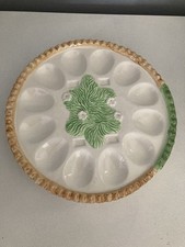Easter Deviled Egg Ceramic Platter Holder Spring Flowers Pastel Colors picture