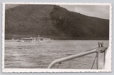 Vintage Real Photo Postcard Passenger River Boat Scenic Mountains RPPC picture