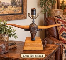 A. Brandt Ranch Oak Longhorn Lamp MCM 50s Steer Ranchwear Western READ picture