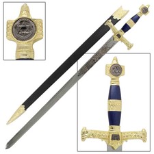 KING SOLOMON MEDIEVAL TEMPLAR CRUSADER REPLICA LONGSWORD- BLUE FANTACY SWORD picture