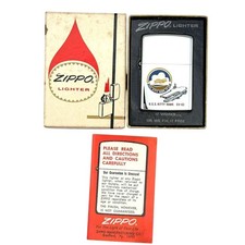 1985 Zippo USS Kitty Hawk CV-63 Navy Presentation Chrome Lighter Box & Papers picture