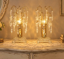 1940’s Waterfall Boudoir Lamp Pair with Prisms picture