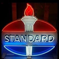 US STOCK Standard Gas Oil Gasoline Vintage Neon Sign For Gas Station Glass 24