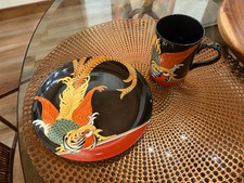 RARE FIND Vintage Fitz & Floyd  12-pc black, gold, multi - porcelain BEAUTIFUL picture