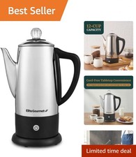 Automatic 12-Cup Coffee Percolator with Dishwasher-Safe Filter & Cordless Design picture