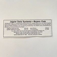 Jagow Data Systems- Buyers Club Membership Chesapeake VA 1988 Amiga Ad TAK5-M3 picture