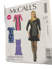 McCall's M6988 Sewing Pattern Misses Semi-Fitted Dresses Size 14, 16, 18, 20, 22 picture