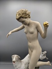 Large Vintage Royal Dux Bohemia Porcelain Figurine Diana The Huntress 14.5