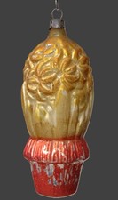 Vintage Antique Glass Gold Hyacinth Flower Embossed Christmas Ornament Germany picture