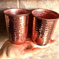 2 Cups Genuine 100% Copper Water Drink Mug Pure Solid ship from USA to USA picture