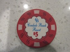 $5 Condado Beach Resort Casino Chip Red + FREE Mystery Las Vegas Poker Chip picture