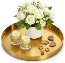 Jucoan 12-Inch Gold Decorative Tray for Makeup, Jewelry, and Serving Needs picture