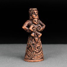 Frigga Statue - Frigg Figurine Wood Finish - Norse Hearth Goddess Viking Decor picture