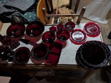 Lot of 21 Vintage AVON 1970's Ruby Red Glassware 1876 Cape Cod Collection *MINT* picture