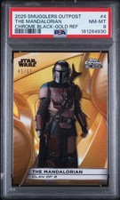 2025 TOPPS STAR WARS CHROME BLACK MANDALORIAN SMUGGLERS OUTPOST GOLD #4 PSA 8 picture