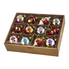 Raz Imports Bright Vintage Style Christmas Ornaments Glass Set Box of 12 picture