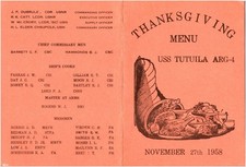 USS Tutuila ARG-4 1958 Thanksgiving Menu Card US Navy Cold War Ephemera picture