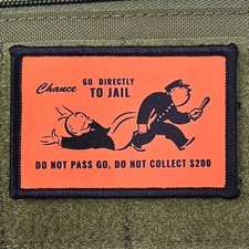 Go To Jail Patch Moral Tactical Meme Monopoly Directly USA Flag Hook & Loop 3x2 picture