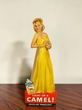 Vintage 1940s Camel Cigarettes Cardboard Standee Sign Gown Pinup NOS Unused 24” picture