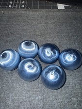 Lot Of 6 Vintage Silky Satin Crafting Ball Ornaments Medium Size  Blue picture