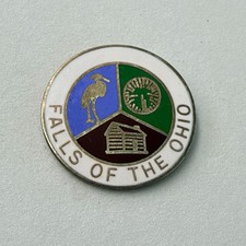 Falls of the Ohio State Park Lapel Pin Enamel Indiana Travel Souvenir Vintage picture