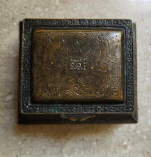 Antique La Tausca Metal Presentation Pearl Necklace Holder Lidded jewelry Box picture