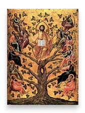 Christ Ampelos Greek icon with apostles on vine branches | 30x39 cm (12