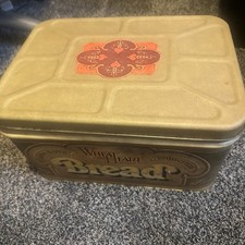 1970'S Vintage Wheat Heart Tin Metal Bread Box Storage Container Farm House picture