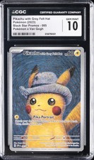 2023 POKEMON VAN GOGH PIKACHU WITH GREY FELT HAT #085 BLACK STAR PROMO CGC 10 GM picture