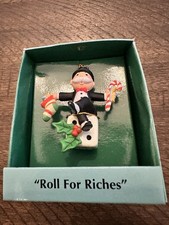 Vintage Enesco Small Wonders Monopoly “Roll For Riches” Miniature Ornament 1994 picture