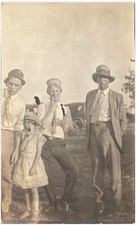 Postcard RPPC Interesting Group Zesty Male Over Sized Girl With Pipe Weird picture