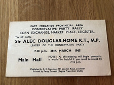 1965 sir alec douglas - home mp . autograph on a conservative rally card picture
