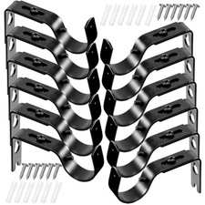 12 Pack Adjustable Curtain Rod Brackets, Wall Mounts, Bright Black Finish picture