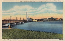 Postcard International Bridge oer Rainy River International Falls MN  picture