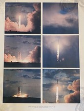 RARE ORG BOEING NASA APOLLO SATURN V FIRST FLIGHT SPACEMAN 1967 ROCKET ART PRINT picture