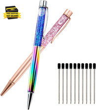 2 Pieces Bling Dynamic Crystal Liquid Metal Ballpoint Pens Floating Glitter Pens picture