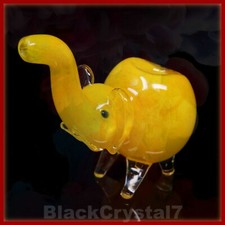 4.5 in Handmade Giant Yellow Elephant Animal Tobacco Smoking Bowl Glass Pipes picture
