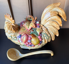 Fitz & Floyd Tuscan Villa Rooster Hen Chicken Soup Tureen with Ladle in Box picture